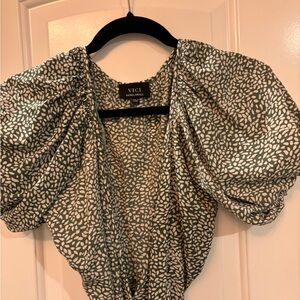 Vici Dolls green and white puffed sleeve